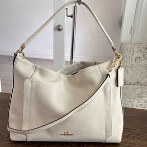 Coach Scout Hobo Pebble Leather Shoulder Bag in Chalk White